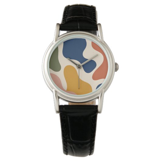 Organic Fluid Shapes Boho Multicolor Watch 腕時計 (正面)