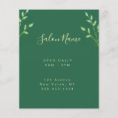 Organic Green Botanical Salon Sign Elegant Spa チラシ (裏面)