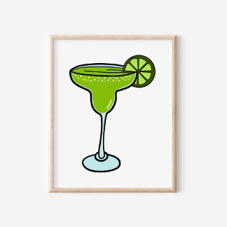 Organic Hand-Drawn Margarita Art ポスター