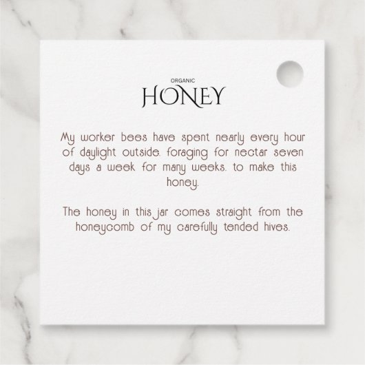 Organic honey bee queen フェイバータグ (裏面)