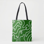 Organic Liquid Line Art Forest Green Wavy Abstract トートバッグ (正面)