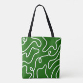 Organic Liquid Line Art Forest Green Wavy Abstract トートバッグ (裏面)