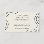 Organic Modern Real Estate Navy Blue Minimalist 名刺 (裏面)