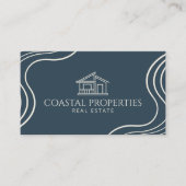 Organic Modern Real Estate Navy Blue Minimalist 名刺 (正面)
