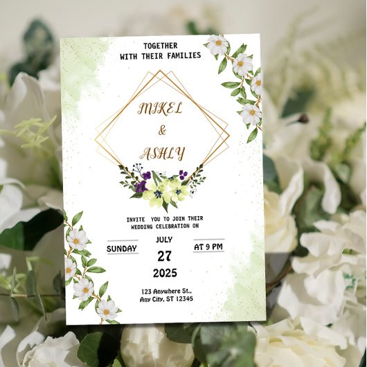 Organic Modern Wedding Invitation Suite, Elegant  招待状