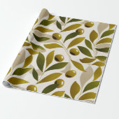 Organic Nature Green Olive Beige Abstract Pattern ラッピングペーパー (アンロールド)