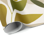 Organic Nature Green Olive Beige Abstract Pattern ラッピングペーパー (ロールコーナー)