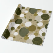 Organic Nature Green Olive Beige Abstract Pattern ラッピングペーパー (アンロールド)
