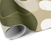 Organic Nature Green Olive Beige Abstract Pattern ラッピングペーパー (ロールコーナー)