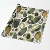Organic Nature Green Olive Beige Abstract Pattern ラッピングペーパー (アンロールド)