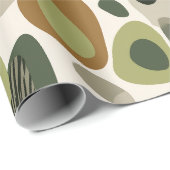 Organic Nature Green Olive Beige Abstract Pattern ラッピングペーパー (ロールコーナー)