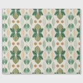 Organic Nature Green Olive Beige Abstract Pattern ラッピングペーパー (フラット)
