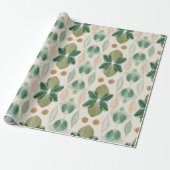 Organic Nature Green Olive Beige Abstract Pattern ラッピングペーパー (アンロールド)