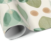 Organic Nature Green Olive Beige Abstract Pattern ラッピングペーパー (ロールコーナー)