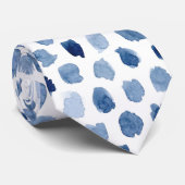 ORGANIC NAVY BLUE INDIGO DOTS TIE DYE PATTERN ネクタイ (ロール)