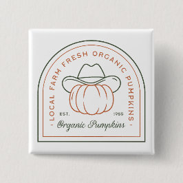  Organic pumpkin country farm fall season western 缶バッジ