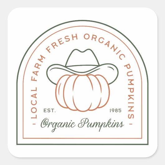  Organic pumpkin local country farm fresh スクエアシール (正面)