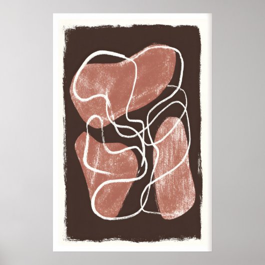 Organic Shape Wall Art, Earth Tone Abstract ポスター (正面)