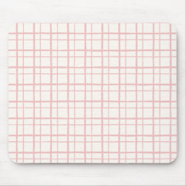 Organic Wobbly Check Grid Pattern Ballet Pink マウスパッド