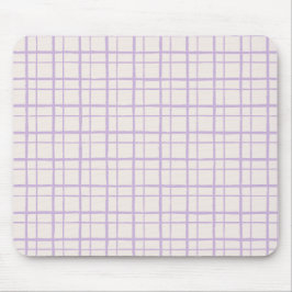Organic Wobbly Check Grid Pattern Dusty Lilac マウスパッド