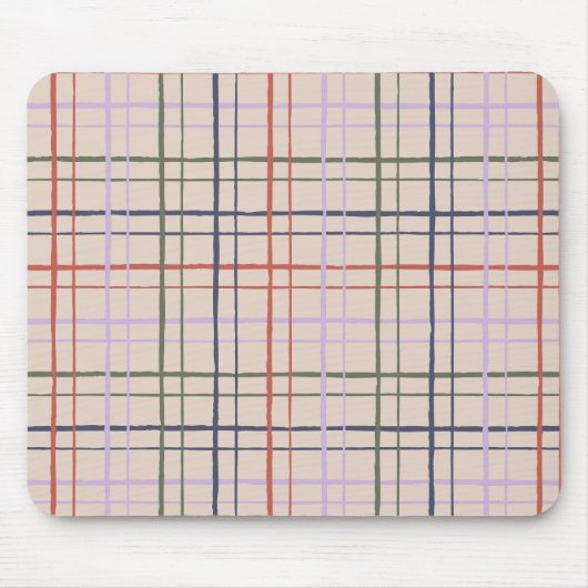 Organic Wobbly Check Grid Pattern Modern Love マウスパッド (正面)