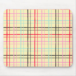 Organic Wobbly Check Grid Pattern Retro Pop マウスパッド