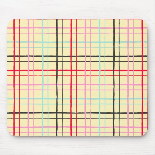 Organic Wobbly Check Grid Pattern Retro Pop マウスパッド (正面)