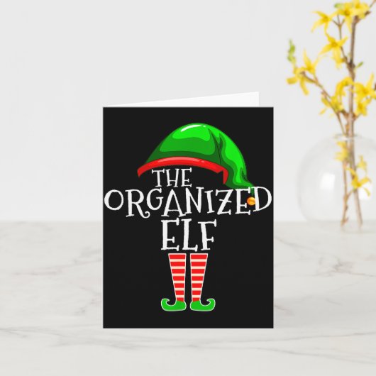 Organized Elf Group Matching Family Christmas  カード (黄色い花)