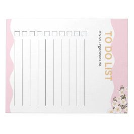 Organized Life To Doリストピンクプランナーページ ノートパッド