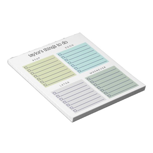 Organized Things to Do Blue Olive Gray ノートパッド (アングル)