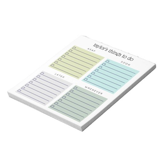 Organized Things to Do Blue Olive Gray ノートパッド (回転)