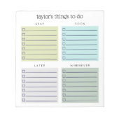 Organized Things to Do Blue Olive Gray ノートパッド (正面)