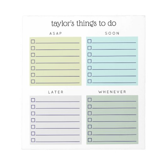 Organized Things to Do Blue Olive Gray ノートパッド (正面)