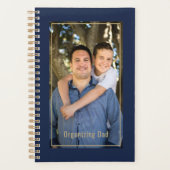 Organizing Dad Personalized Photo Navy Blue & Gold プランナー手帳 (正面)