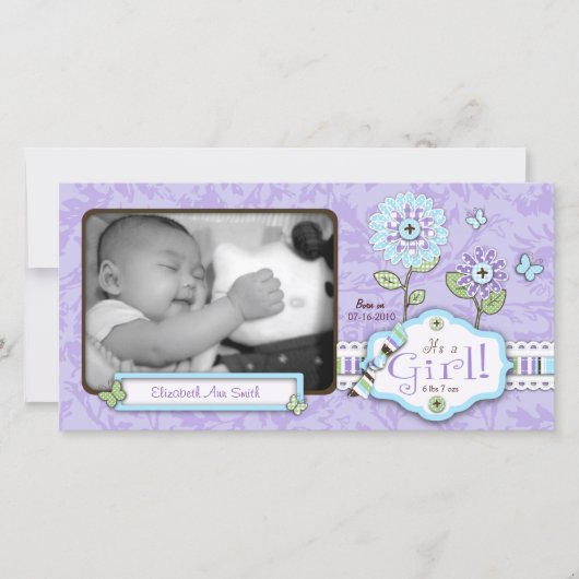 Organza FlowersフォトカードLav 案内状 (正面)