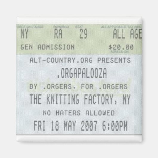 .Orgapalooza -チケット磁石 マグネット (正面)