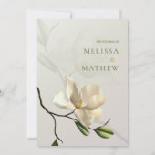 Oriental エレガント Magnoliaのテー結婚ブル・メニュー・カード 招待状 (裏面)