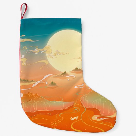 Oriental ancient landscape painting, classical pai スモールクリスマスストッキング (正面)