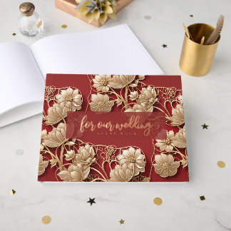 Oriental Art Deco Florals | Custom Foil Wedding ゲストブック