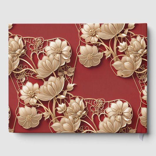 Oriental Art Deco Florals | Custom Wedding ゲストブック (裏面)