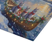 Oriental Blue Cat Christmas Boat Holiday カッティングボード (角)