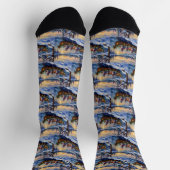 Oriental Blue Cat Christmas Boat Holiday ソックス (上部)