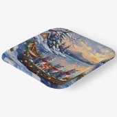 Oriental Blue Cat Christmas Boat Holiday ペーパープレート (傾斜あり)