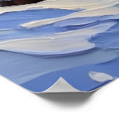 Oriental Blue Cat Christmas Boat Holiday ポスター (角)