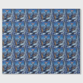 Oriental Blue Cat Christmas High-Rise City Lights ラッピングペーパー (フラット)