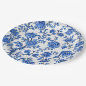 Oriental Blue Chinoiserie ペーパープレート (アングル)