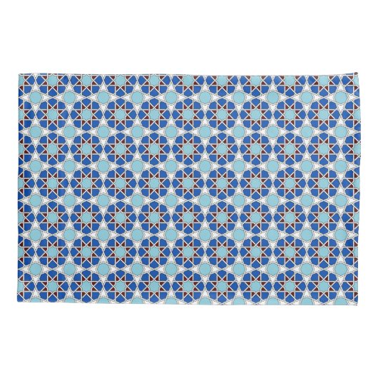 Oriental Blue White Moroccan Geometric Arabesque 枕カバー (裏面)