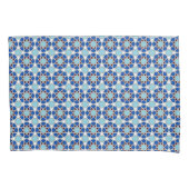 Oriental Blue White Moroccan Geometric Arabesque 枕カバー (正面)