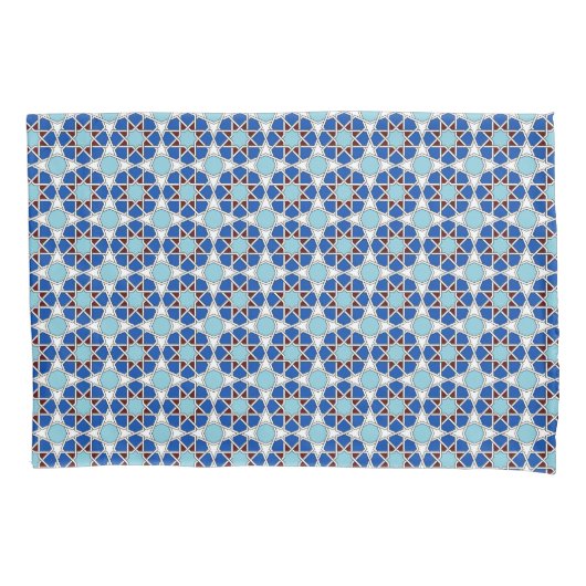 Oriental Blue White Moroccan Geometric Arabesque 枕カバー (正面)