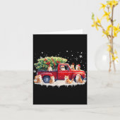 Oriental Cat Red Truck Christmas Tree Santa Ugly X カード (黄色い花)